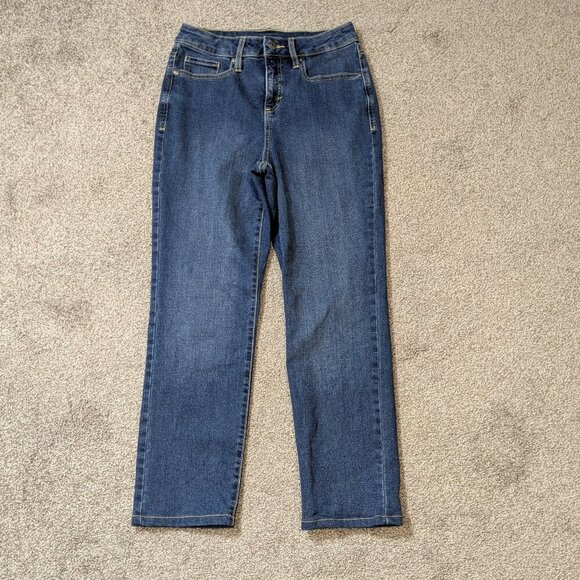 STYLE & CO. Straight Leg Blue Stretch Denim Mid-Rise Jeans; Size 4 Short - Picture 1 of 4
